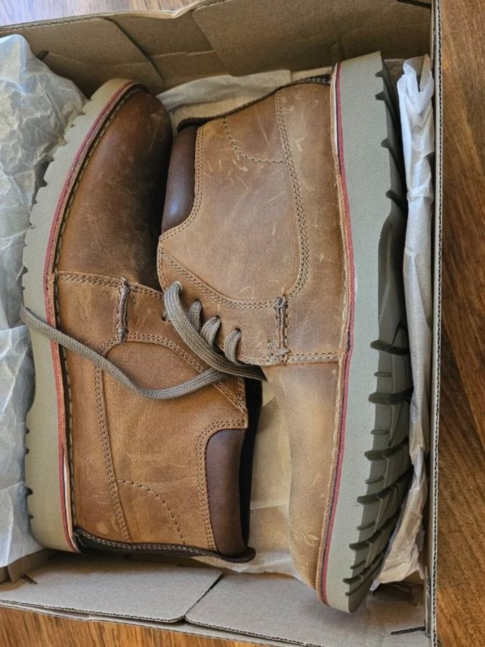 Clarks Vargo Mid Cut Dark Tan Leather Boots Size Mens US 9M